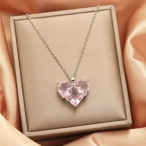 X5280# Pink Loving Heart Zircon-Sliver