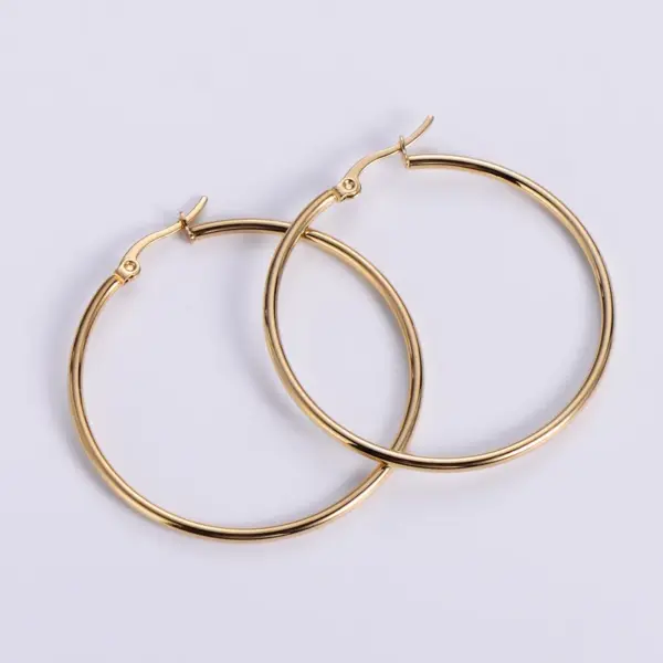 Wholesale PVD Coated 18K Gold Plated Round 304 Stainless Steel Exaggerated Waterproof Non Tarnish Hoop Earrings
