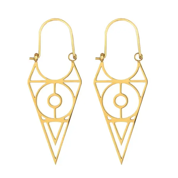 Wholesale PVD Coated Triangle Titanium Steel Exaggerated Waterproof Non Tarnish 304 Stainless Steel Earrings