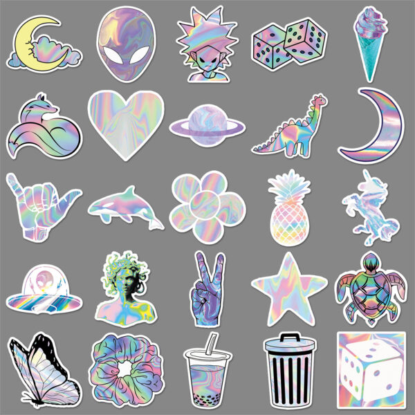 Wholesale 50 holographic laser graffiti colorful creative sticker