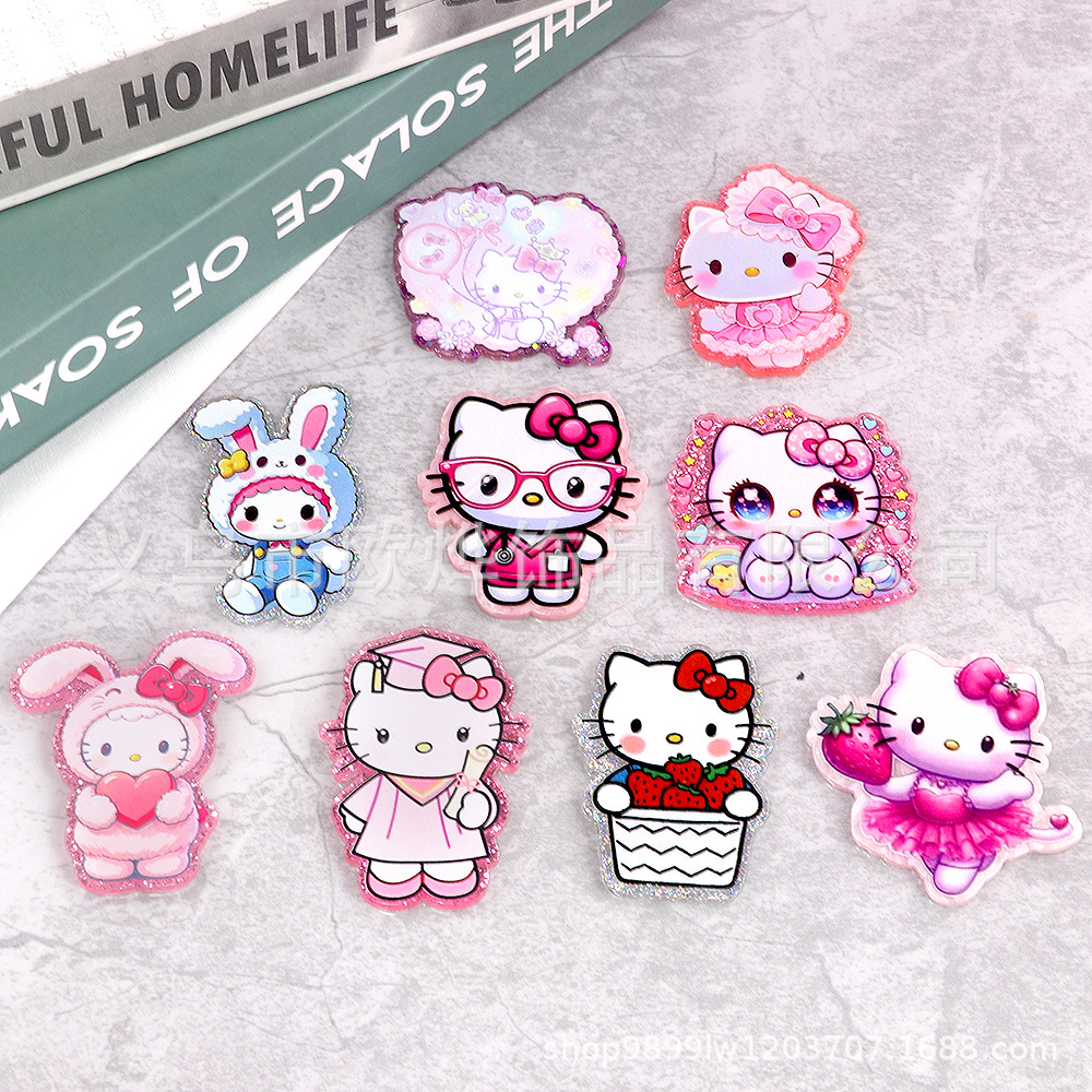 Wholesale Cross-border new loose wder cartoon cute kitten rabbit bag aessories acrylic cute DIY patch aessories