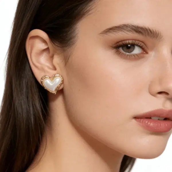 Wholesale Stainless Steel Geometric Oval Pearl Earrings For Women Retro Gold Pearl Earrings