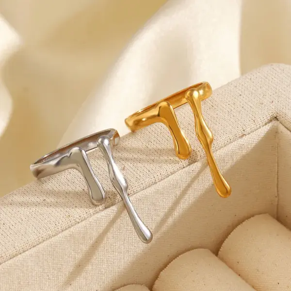 Wholesale Ion Plating (IP) 18K Gold Plated Irregular Lines 304 Stainless Steel Casual Rock Simple Style Waterproof Non Tarnish Open Rings