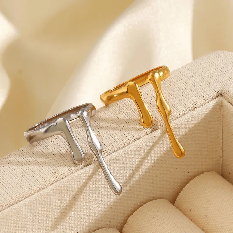 Wholesale Ion Plating (IP) 18K Gold Plated Irregular Lines 304 Stainless Steel Casual Rock Simple Style Waterproof Non Tarnish Open Rings