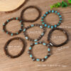 Wholesale Vintage wooden and stone beaded 7-piece bracelet