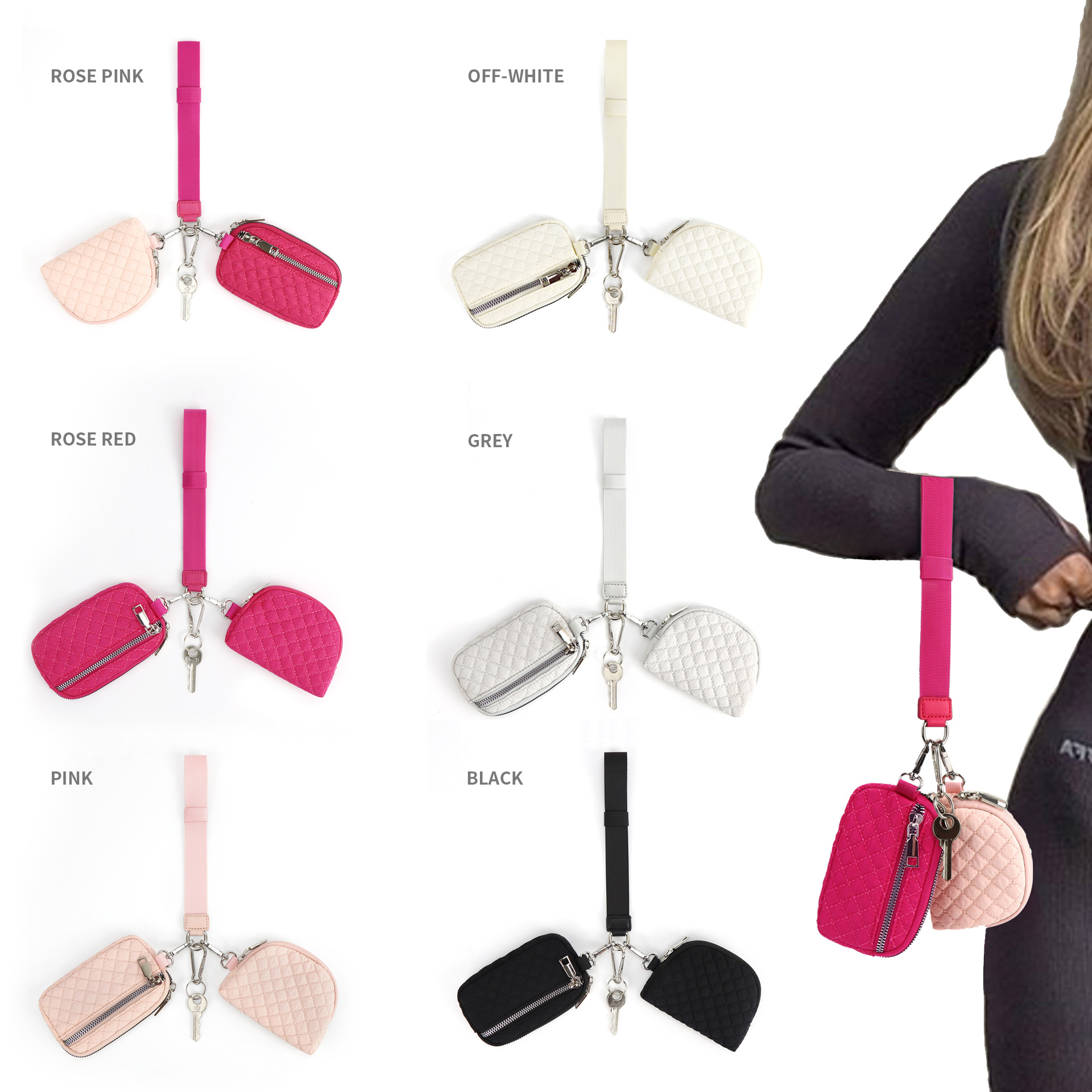 Wholesale in stock Amazon lulu with multi-functional fashion ladies wristlet rtable simple bank card mini coin purse