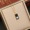 Wholesale 1 Piece Fashion Devil's Eye Stainless Steel Enamel Hollow Out Inlay Zircon Pendant Necklace