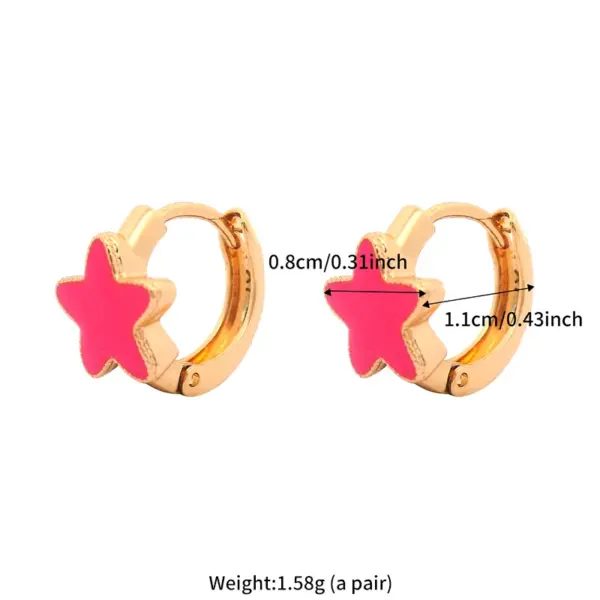 Wholesale 1 Pair Cute XUPING Sweet Star Enamel Plating Copper 18K Gold Plated Hoop Earrings