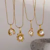 Wholesale 18K Gold Electroplated Accessible Luxury Stainless Steel Pearl Necklace High-End Non-Fading French Elegant Pendant Clavicle Chain For Women