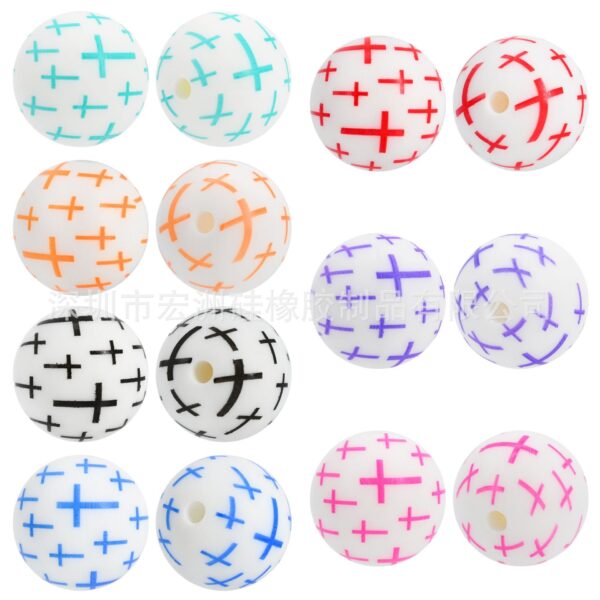Wholesale [Hongzhou] Cross Watermark Food Grade Silicone Round Beads Baby Teether DIY Jewelry Loose Beads Ready for Sale