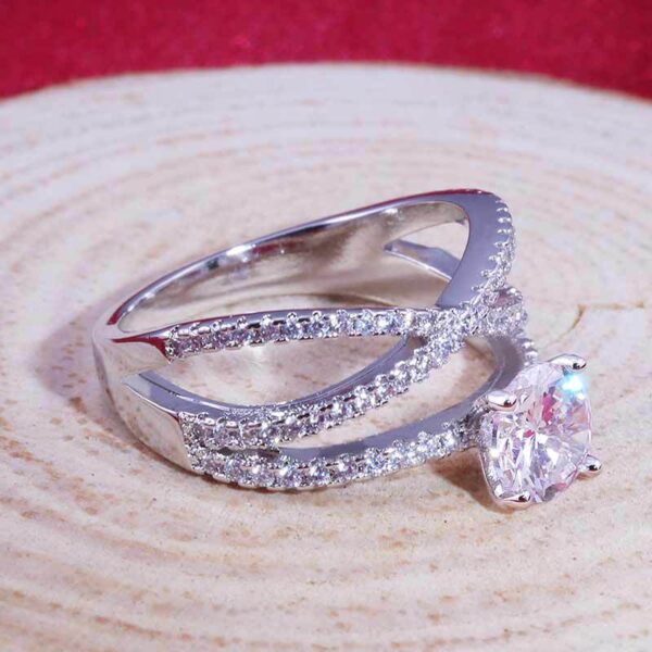Wholesale New Eight Hearts And Eight Arrows Zircon Diamond Ring Double Winding Copper Ring