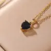 Wholesale Elegant Simple Style Heart Shape 304 Stainless Steel Copper Plating Inlay Gold Plated Zircon Pendant Necklace