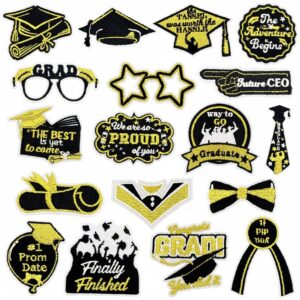 oly-3ff3d4c95dfdf0f1f3ce7aea006d2b02 Wholesale Current Cartoon Black and Gold Graduation Season Embroidered Fabric Patches, Decorative Badges, Labels, Clothing Accessories, Ironing Hot Melt Adhesive