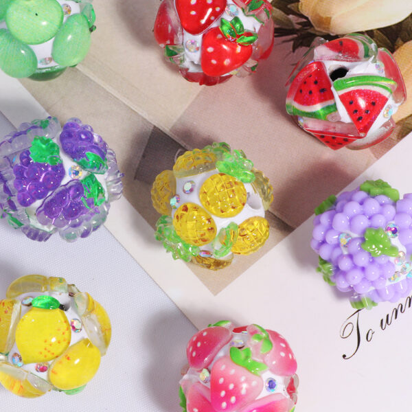 Wholesale Soft pottery color simulation fruit beads straight hole loose beads beads wearable pen diy mobile phone chain key chain bag chain accessories