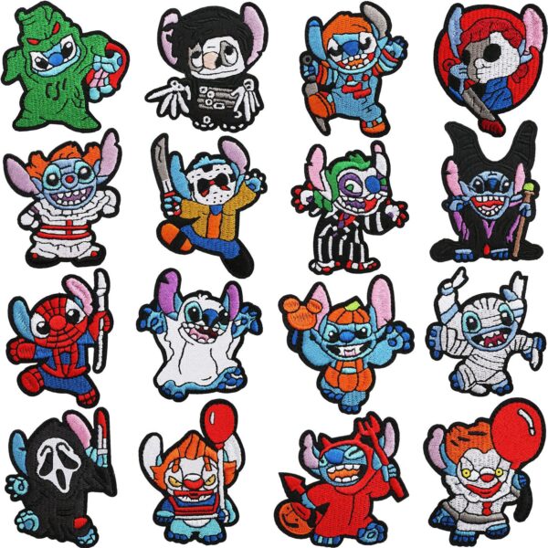 Wholesale Funny Anime Embroider Cloth Stickers Stitch Cartoon Alien Robot Dog Patch Stickers Bag Embroider Stickers Clown Stickers