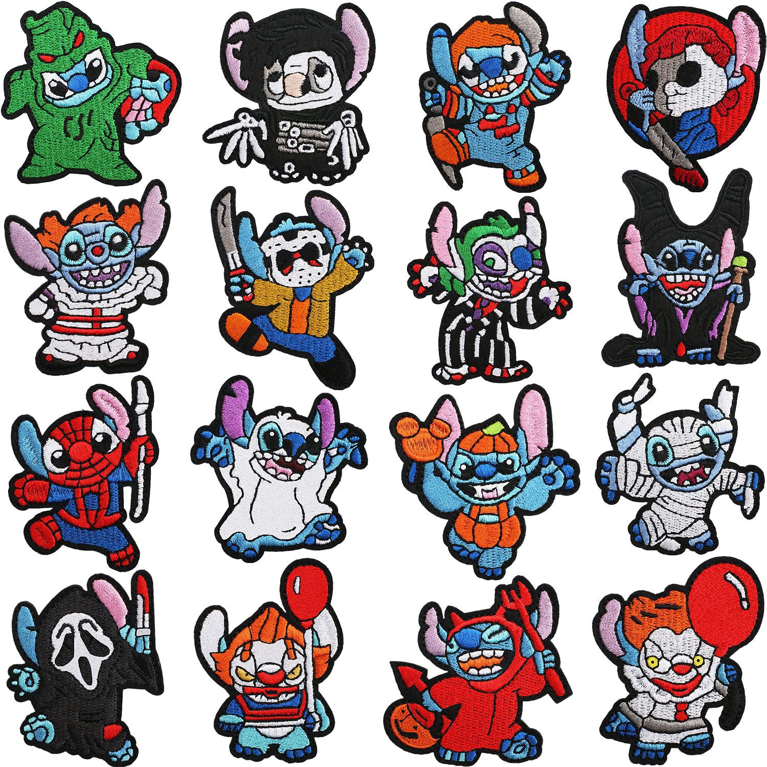 Wholesale Funny Anime Embroider Cloth Stickers Cartoon Alien Robot Dog Patch Stickers Bag Embroider Stickers Clown Stickers