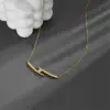Wholesale 304 Stainless Steel Geometric PVD Coated Zircon 18K Real Gold Plated Simple Style Waterproof Non Tarnish Inlay Cable Chain Necklace