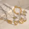 Wholesale 304 Stainless Steel Geometric PVD Coated 18K Real Gold Plated Real Gold Plated Simple Style Classic Style Waterproof Non Tarnish Cuban Link Chain Curb Chain Jewelry Set