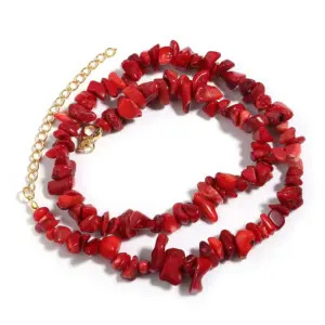 Red Coral / 43cm Long Tail Chain 5cm