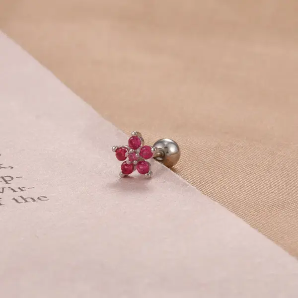 1 Piece Elegant Modern Style Geometric Cherry Flower 304 Stainless Steel Ear Studs