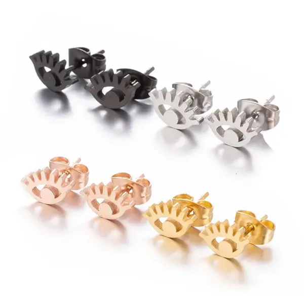 Wholesale PVD Coated Real Gold Plated Eye Metal Fashion Waterproof Non Tarnish Ear Studs