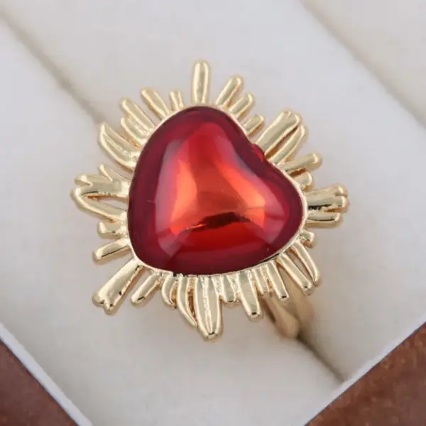 Wholesale Copper 18K Gold Plated Epoxy Plating Inlay Heart Shape Wings Zircon Open Rings