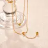 Wholesale PVD Coated Real Gold Plated 18K Gold Solid Color 201 Stainless Steel Elegant Streetwear IG Style Waterproof Non Tarnish 201 Stainless Steel Double Layer Necklaces