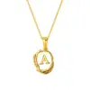 Wholesale Jewelry IG Style Letter Titanium Steel Shell 18K Gold Plated Inlay Pendant Necklace