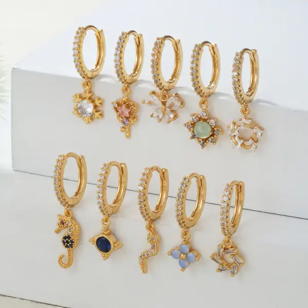 1 Piece Fashion Snake Butterfly Inlaid Zircon Brass Zircon 18K Gold Plated Drop Earrings