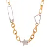 Wholesale 304 Stainless Steel Star Heart Shape PVD Coated 18K Real Gold Plated Simple Style Classic Style Necklace