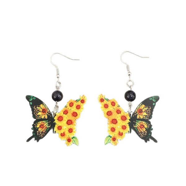 oly-4016ffbe0a9951dab57c72a542ba26a3 Wholesale Butterfly Print Sunflower Acrylic Holiday Earrings
