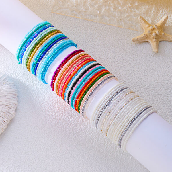 Wholesale Elegant Fashion Contrast Beige Bracelet suit Personalized All-match Mori Beach Stacked Women's Dopamine Colorful Bracelet