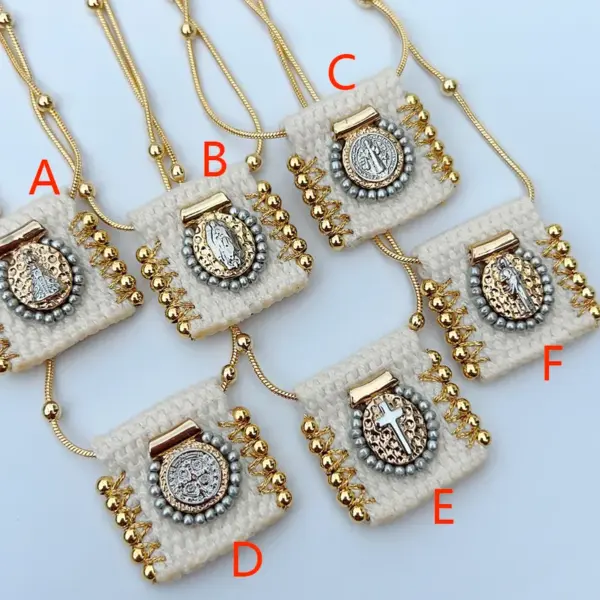 Wholesale Casual Vacation Portrait Cross 18K Gold Plated White Gold Plated Polyester Copper Snake Chain Pendant Necklaces Wholesale