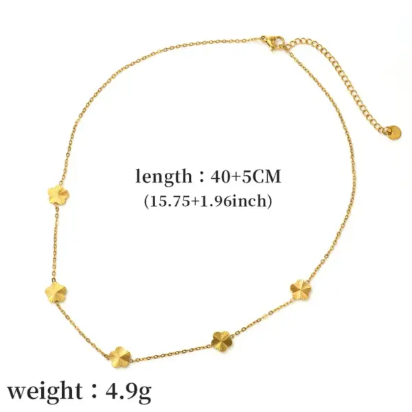 Wholesale 304 Stainless Steel Flower PVD Coated Stone-Free 18K Real Gold Plated Romantic Modern Style Cable Chain Lobster Trigger Clasp Closure Necklace