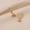 Wholesale Ion Plating (IP) Real Gold Plated Rainbow Moon Cherry 304 Stainless Steel Retro Classic Style Waterproof Non Tarnish Charm Sleeper Hoop Earrings Drop