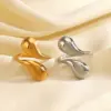 Wholesale Ion Plating (IP) 18K Gold Plated Water Droplets 304 Stainless Steel IG Style Waterproof Non Tarnish Open Rings