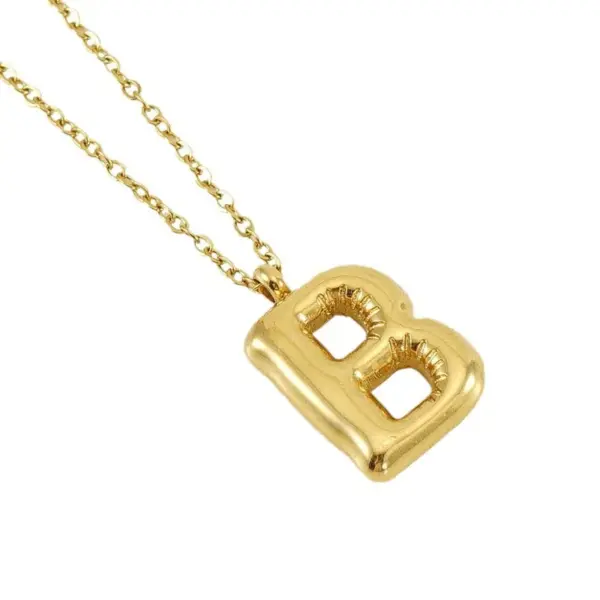 Wholesale PVD Coated 18K Gold Plated Letter 304 Stainless Steel Simple Style Waterproof Non Tarnish 304 Stainless Steel Pendant Necklace