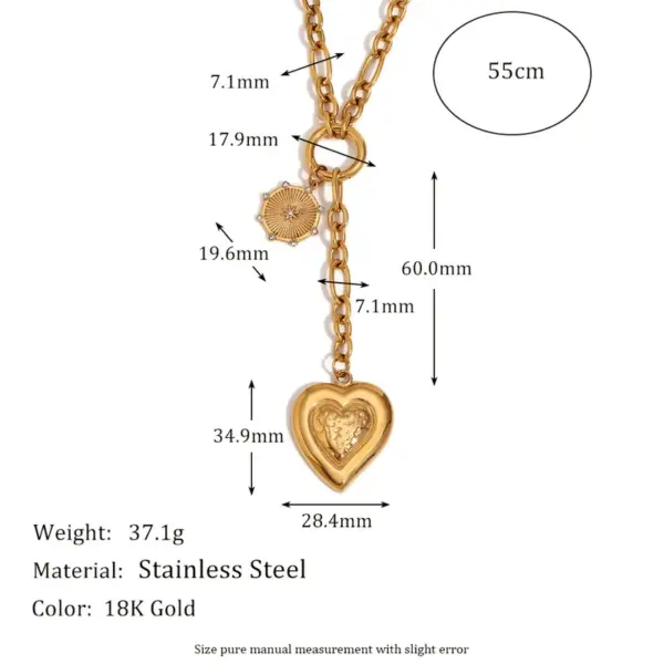 oly-402b172f4e1c963722042722dd9db7af Wholesale Jewelry Lady Heart Shape 304 Stainless Steel Plating Pendant Necklace Cable Chain