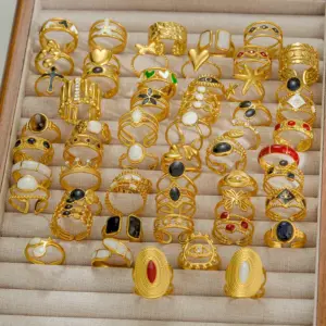 Wholesale Jewelry Retro IG Style Geometric 304 Stainless Steel Plating Stainless Steel Rings
