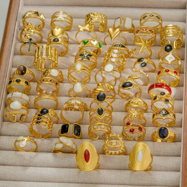 Wholesale Jewelry Retro IG Style Geometric 304 Stainless Steel Plating Stainless Steel Rings