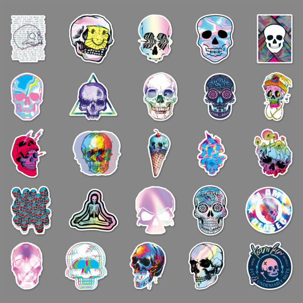 Wholesale 50 Skull Graffiti Laser Horror Trend Creative Sticker