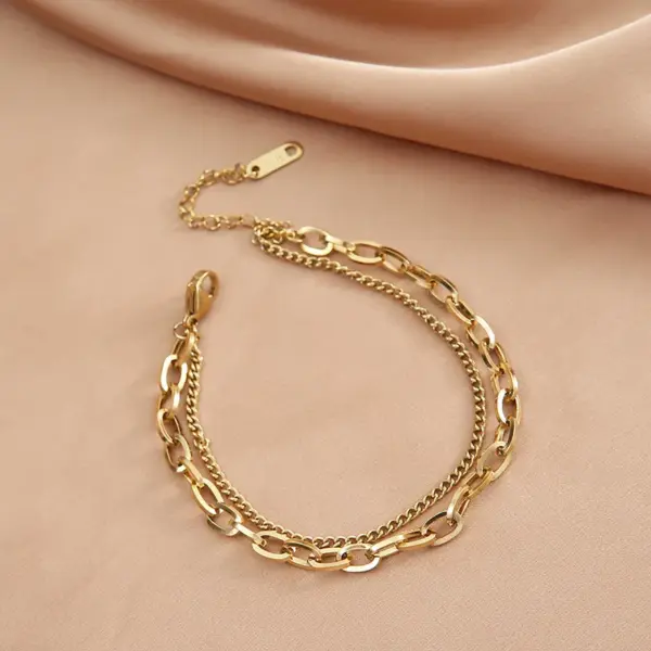 Vintage Style Geometric 304 Stainless Steel 18K Gold Plated Stainless Steel Bracelets In Bulk
