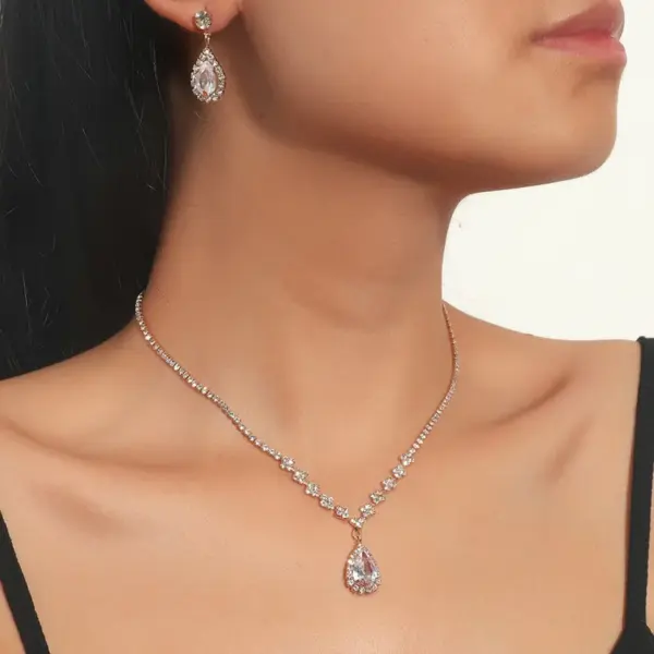 Metal Water Droplets Bridal Jewelry Sets