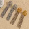 Wholesale PVD Coated Real Gold Plated 18K Gold Geometric Tassel 304 Stainless Steel Vintage Style French Style Waterproof Non Tarnish Drop Earrings