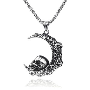 Skull Moon + stainless steel chain