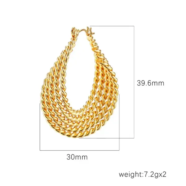Wholesale 201 Stainless Steel Geometric Electroplated 18K Real Gold Plated Retro Waterproof Non Tarnish Plating Earrings