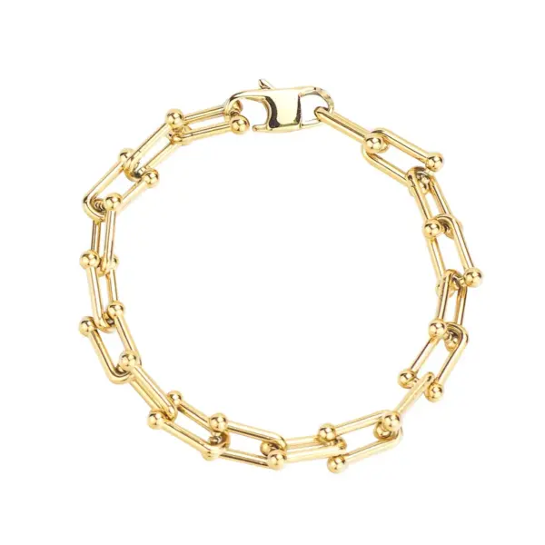 PVD Coated Real Gold Plated U Shape 304 Stainless Steel Hip-Hop Simple Style Waterproof Non Tarnish Bracelets