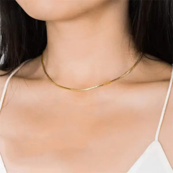 Vacuum Plating Real Gold Plated 18K White Solid Color 304 Stainless Steel Simple Style Waterproof Non Tarnish 201 Necklace