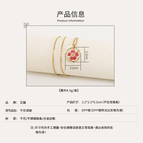 oly-40536cc35e52828cb94964fef4606078 Wholesale Cross-Border New Irregular Round Flower Necklace Real Flower Immortal Flower Retro Pendant Necklace Source Factory
