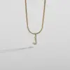 Wholesale 14K Gold Plated Letter 304 Stainless Steel Copper Classic Style 304 Stainless Steel Lobster Trigger Clasp Closure Pendant Necklace